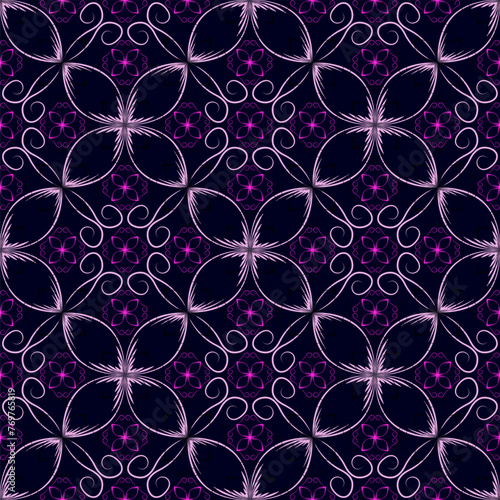 Modern art deco geometric floral vector seamless pattern. Fabric print design.