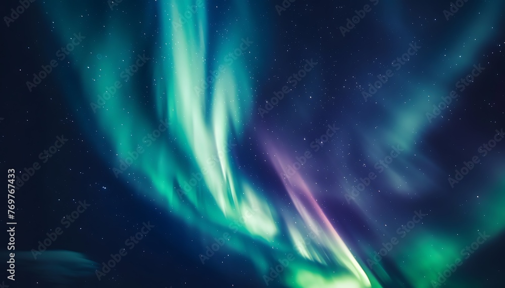 Vibrant Aurora Borealis Glowing in the Night Sky with Vivid Green Hues
