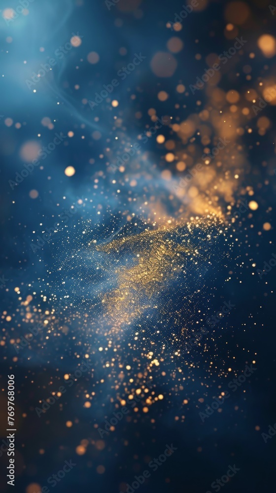 Abstract golden particles on a blue background Abstract golden particles on a blue background