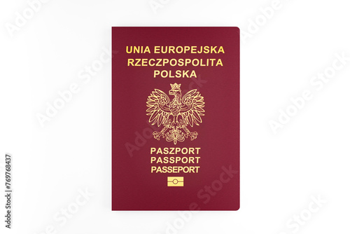 Polish passport isolated on white background. Poland passport 