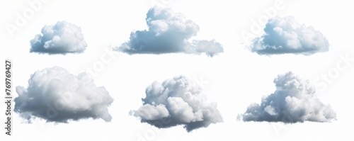 3d render, set of abstract fluffy clouds isolated on transparent background, cumulus clip art collection, Generative AI 