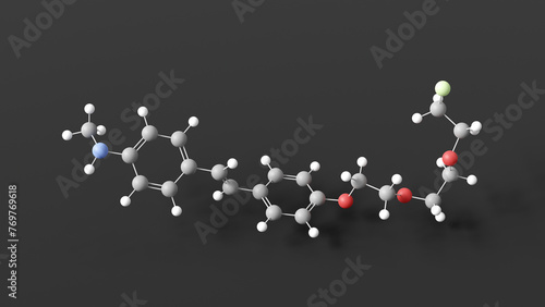 florbetaben (18f) molecular structure, diagnostic radiopharmaceuticals, ball and stick 3d model, structural chemical formula with colored atoms