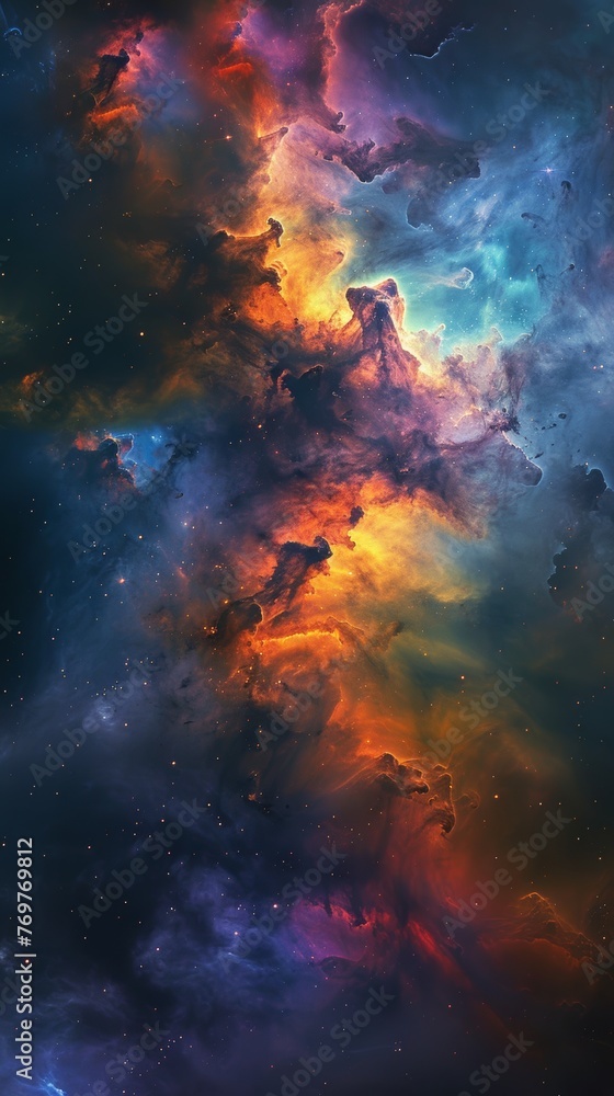 Colorful nebula in outer space