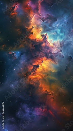 Colorful nebula in outer space