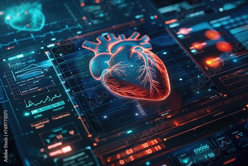 a computer screen with a heart on it, medical, lab,  © Dariusz