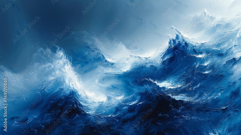 Abstract waves in shades of blue