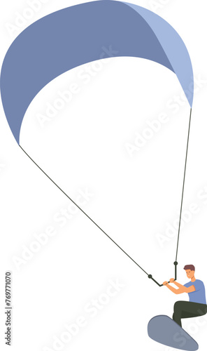 Kitesurfing active sport icon cartoon vector. Extreme equipment. Beach summer