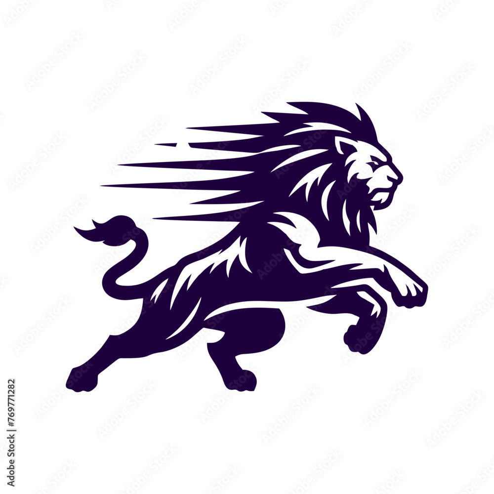 Obraz premium Running lion logo. vector Lion logo illustration