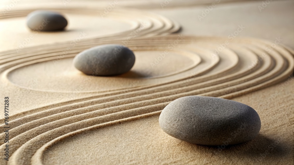 Zen Stones on the Sand: A Journey to Calm