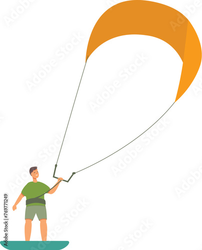 Kitesurfing board activity icon cartoon vector. Sport wave ocean. Design summer