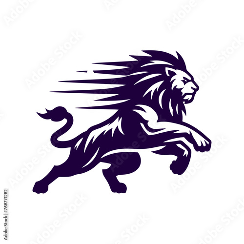 Running lion logo. vector Lion logo illustration