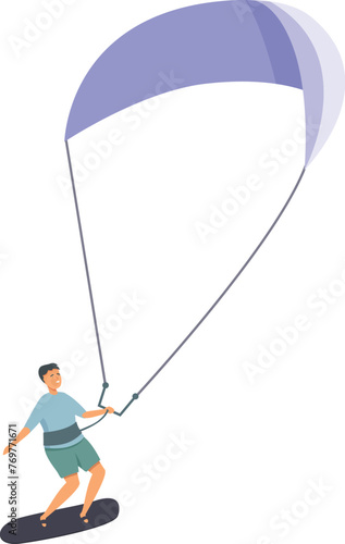 Kitesurfing equipment icon cartoon vector. Freestyle action. Design speed
