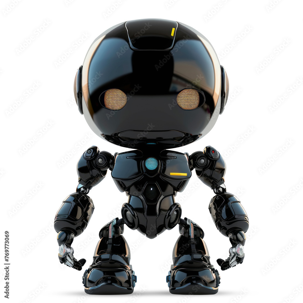 3D cute black robot character 3D cute black robot character