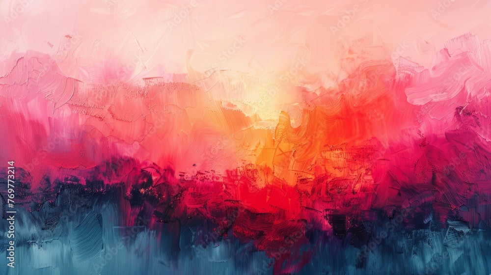 Abstract colorful painting with red and blue tones