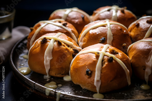 Cornmeal Hot Cross Buns, Sweet and spiced buns with a cornmeal twist and cross shaped icing