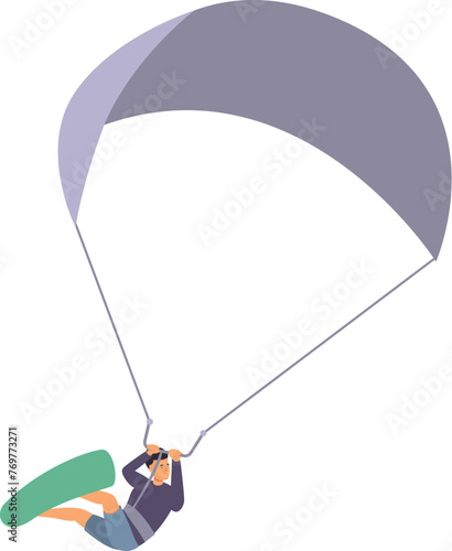 Skill kitesurfing icon cartoon vector. Extreme equipment. Freestyle action