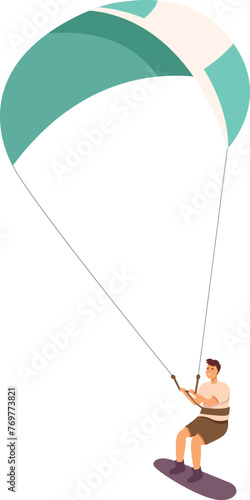 Wave ocean kitesurfing icon cartoon vector. Ocean skill sport. Extreme equipment