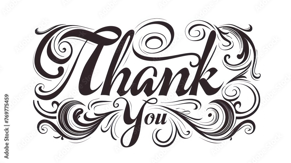 Fototapeta premium Thank you on white background. modern calligraphy white background