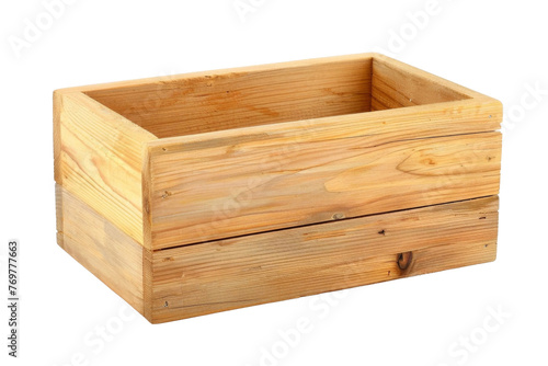 Modern wooden box with clipping path on white background