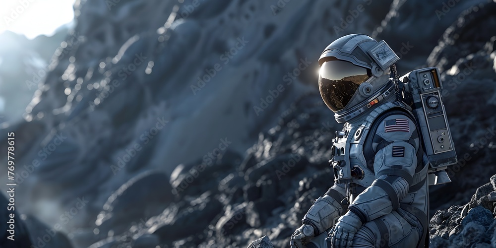 Intrepid Space Adventurer Exploring Uncharted Alien Frontier in Search of Discovery and