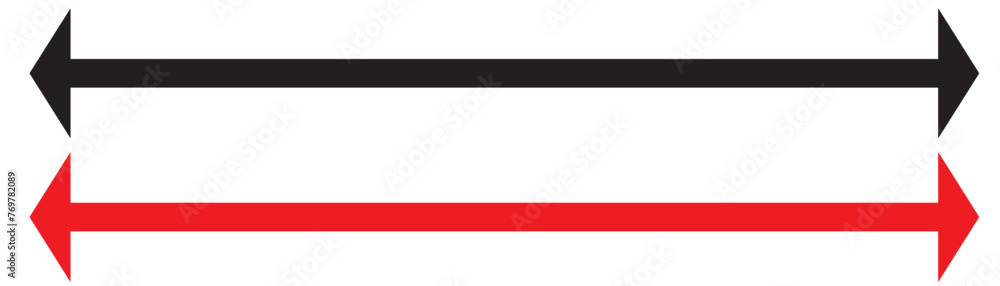 Vector illustration of a black arrow pointing both sides, right and left Vector illustration of a black arrow pointing both sides, right and left