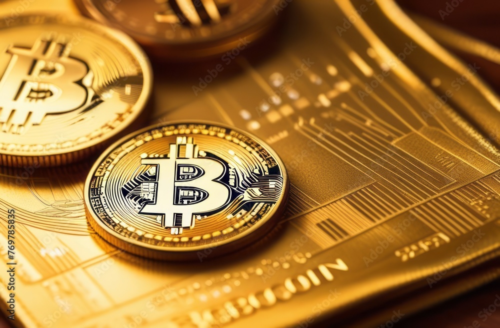Wallet, bitcoin coins, dollars. Cryptocurrency wallet, saving and investment concept. Wallet with different crypto coins like bitcoin. Wallet, bitcoin coins on a black background, for business. Golden Wallet, bitcoin coins, dollars. Cryptocurrency wallet, saving and investment concept. Wallet with different crypto coins like bitcoin. Wallet, bitcoin coins on a black background, for business. Golden
