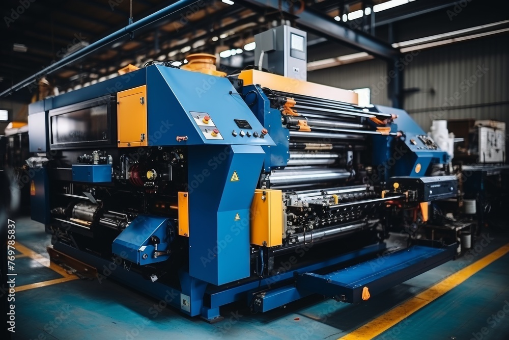 Paper production machine. Powerful modern equipment for the production of coated paper. Paper industry
