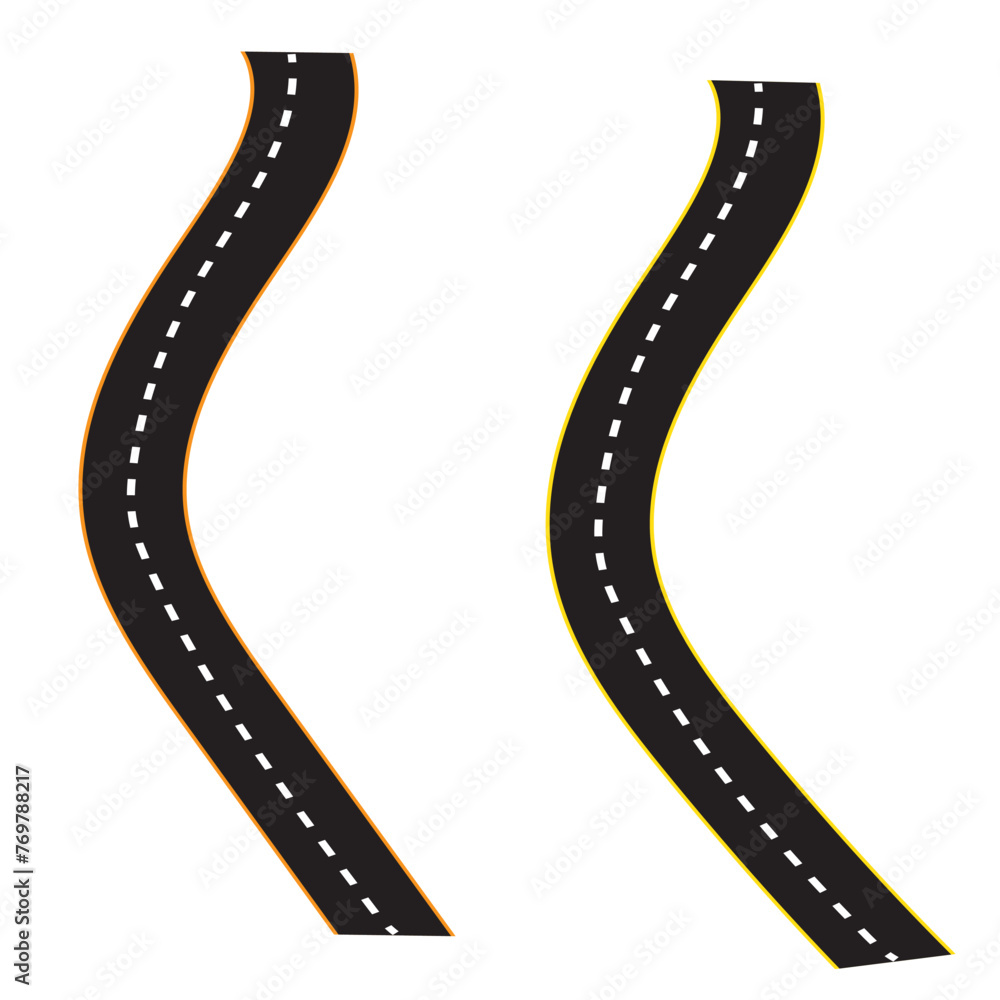Winding highway road from top view. Flat vector illustration isolated ...