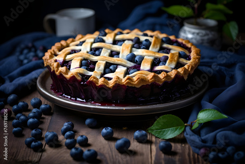 Blueberry Pie, Sweet and fruity pie with a buttery crust and plump blueberries