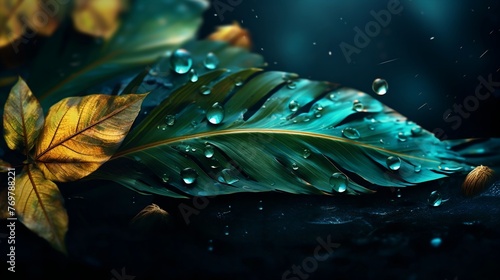 Dew on leaf background