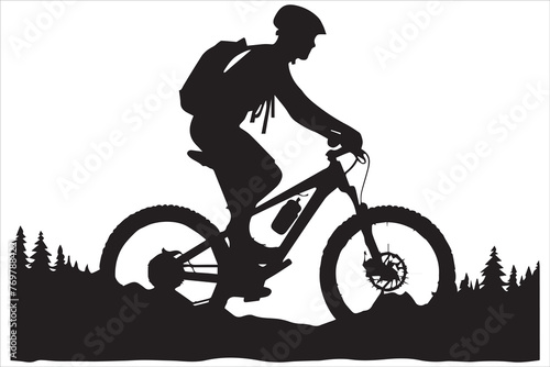 Bicycle riding Silhouette Vector on white background
