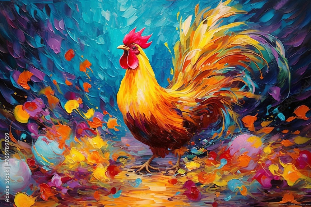 Fototapeta premium Vibrant Oil Painting a Splash of Colors