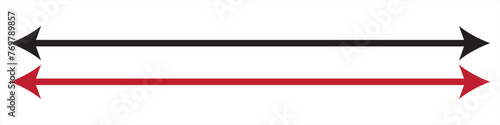 Horizontal dual thin long straight double ended arrow.  Vector illustration. EPS 10