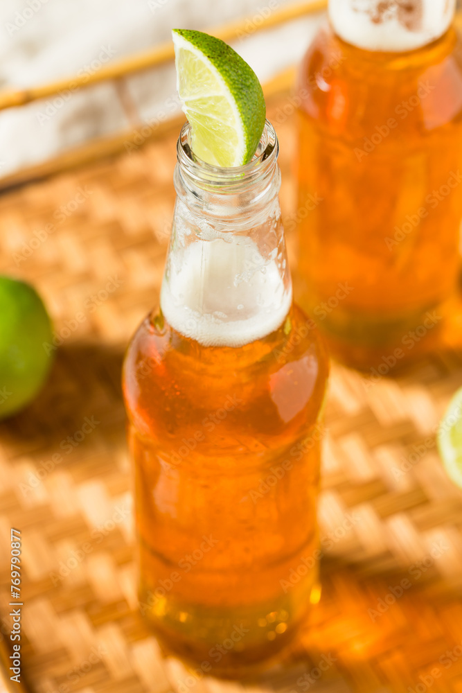 Refreshing Boozy Mexican Lager Beer with Lime Refreshing Boozy Mexican Lager Beer with Lime