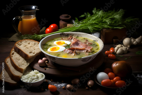Zurek (Polish Easter Soup), Hearty and sour Polish soup traditionally enjoyed during Easter photo
