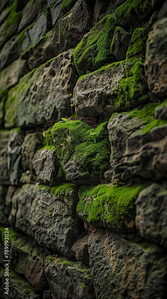 Rough stone wall, moss accents, wide angle, ancient texture, ultra HD