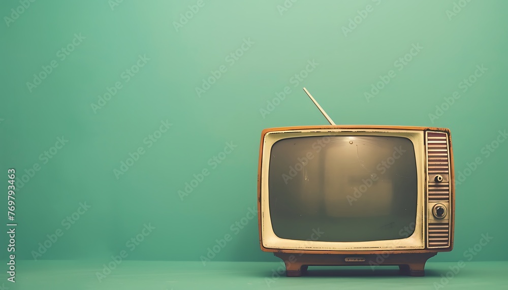 Classic Vintage TV, Retro Charm with Empty Space for Text, Ideal for Backgrounds
