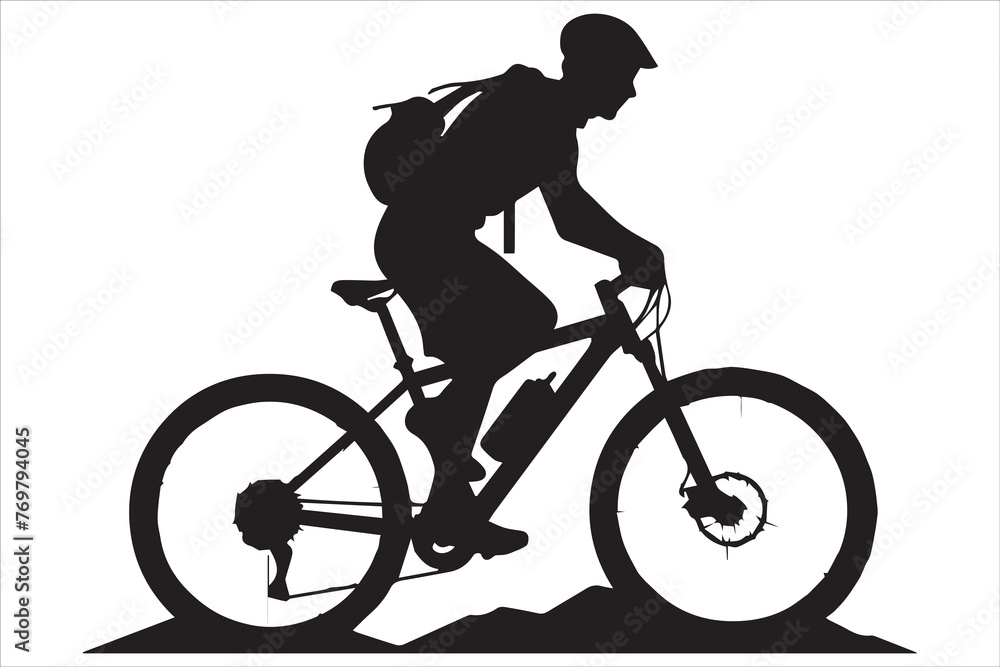 Obraz premium Bicycle riding Silhouette Vector on white background
