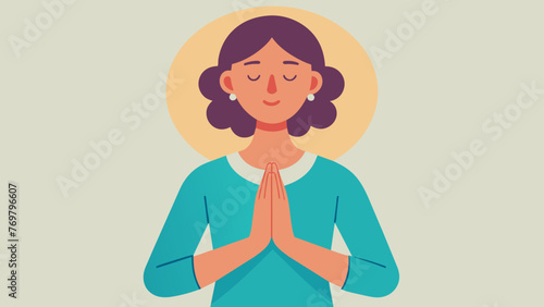  A persons palms pressed together in front of their chest in a prayer position signifying the spiritual nature of Ayurvedic meditation and yoga