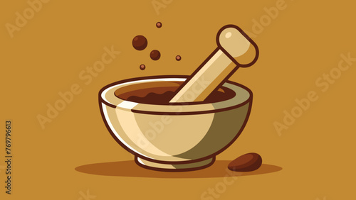  A mortar and pestle filled with a blend of powdered es being ground into a fine consistency.