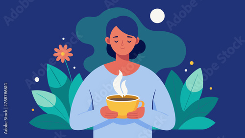  A person holding a cup of warm herbal tea commonly used in Ayurvedic rituals as a way to detoxify and balance the body.