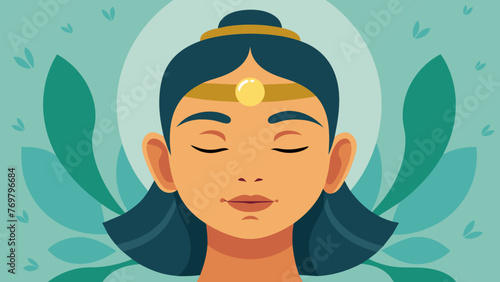  A closeup of a patients face as they receive a traditional Ayurvedic facial massage with soothing oils and gentle pressure to release tension