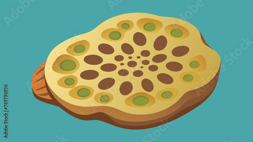  A closeup of a dried lotus root often used in Chinese herbal remedies for its ability to cool the body and eliminate toxins.