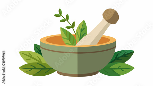  A closeup of a mortar and pestle used by traditional medicine practitioners to grind and mix different herbs and ingredients into powders and