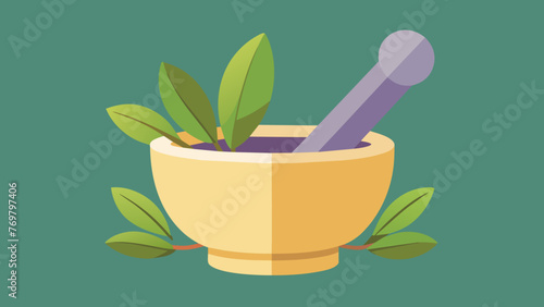  A handheld mortar and pestle used to grind up dried herbs and plants for creating homemade poultices and salves for minor s and ses.