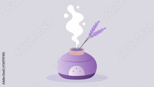  A diffuser releasing a fine mist of calming lavender essential oil creating an atmosphere of relaxation and wellness.