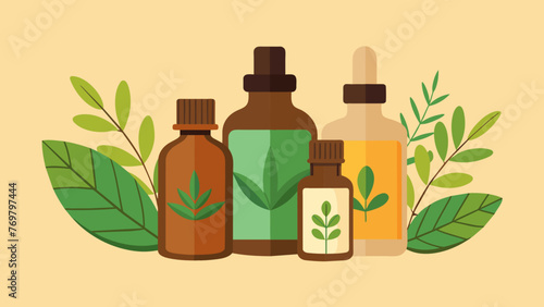  Aromatic essential oils including peppermint eucalyptus and rosemary displayed in amber bottles showcasing the natural ingredients used in