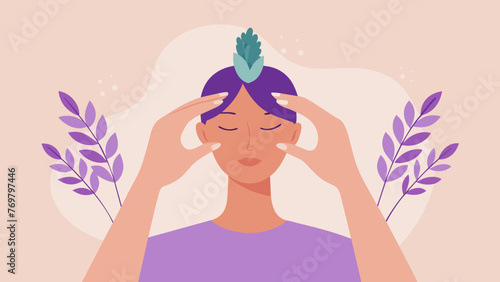  A persons fingers carefully apply a lavenderscented balm to their temples showcasing the practical application of aromatherapy in traditional