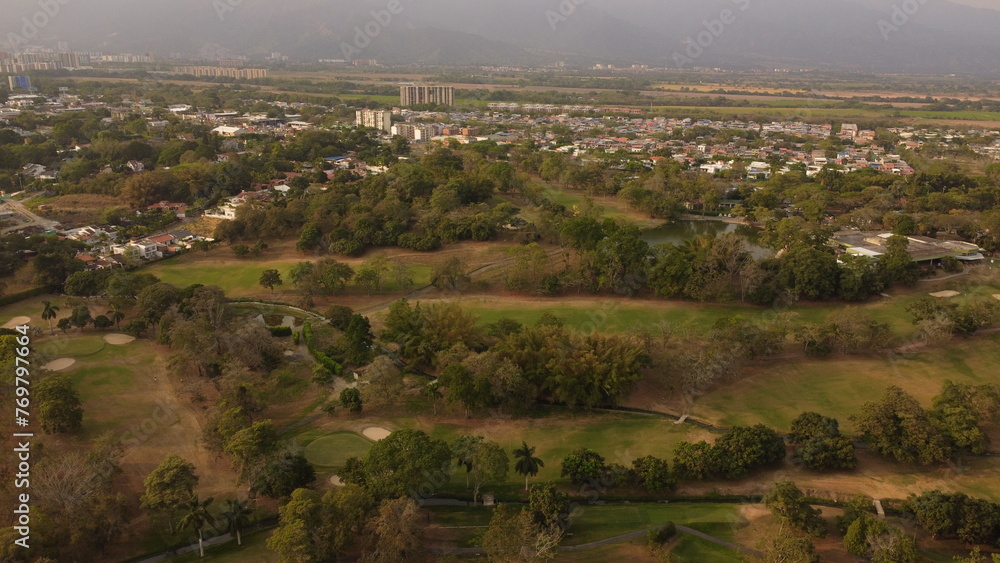 aerial view of the city of ibague in beautiful sunset

