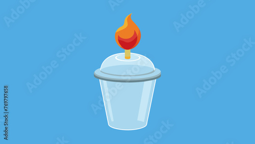  A clear plastic cup with a thick rubber bulb on one end used for fire cupping to create suction by heating up the air inside the cup.
